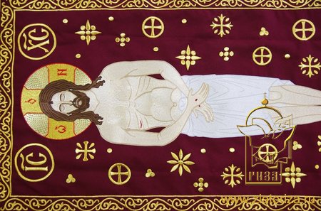 Плащаница Спаситель, 115х75, габардин вышитая