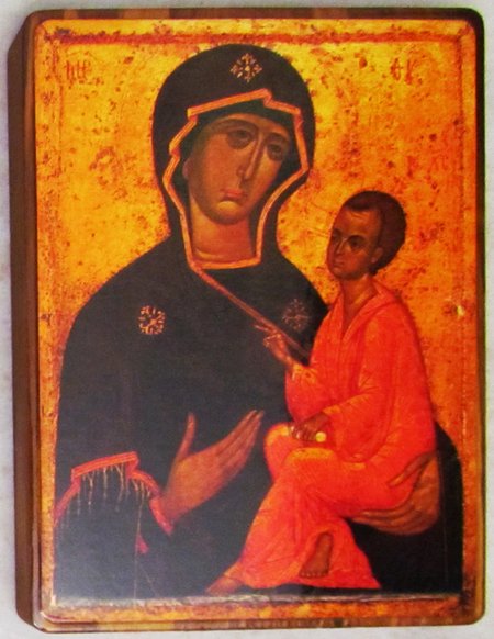 Икона Тихвинская Божия Матерь литография №147 на деревянной доске
