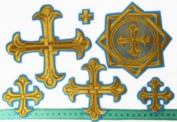 Набор крестов, иерейский, ЛУКОШКО, голубой с золотом, 14 шт