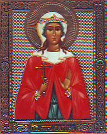 Икона Лариса святая мученица М036 двойное тиснение 3,1х3,8 на деревянной доске