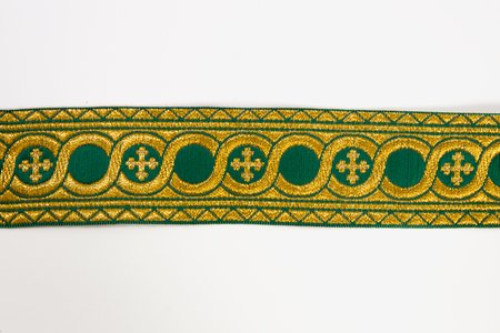 Галун ГОРОХ, зеленый с золотом, шир. 4 см, ФР