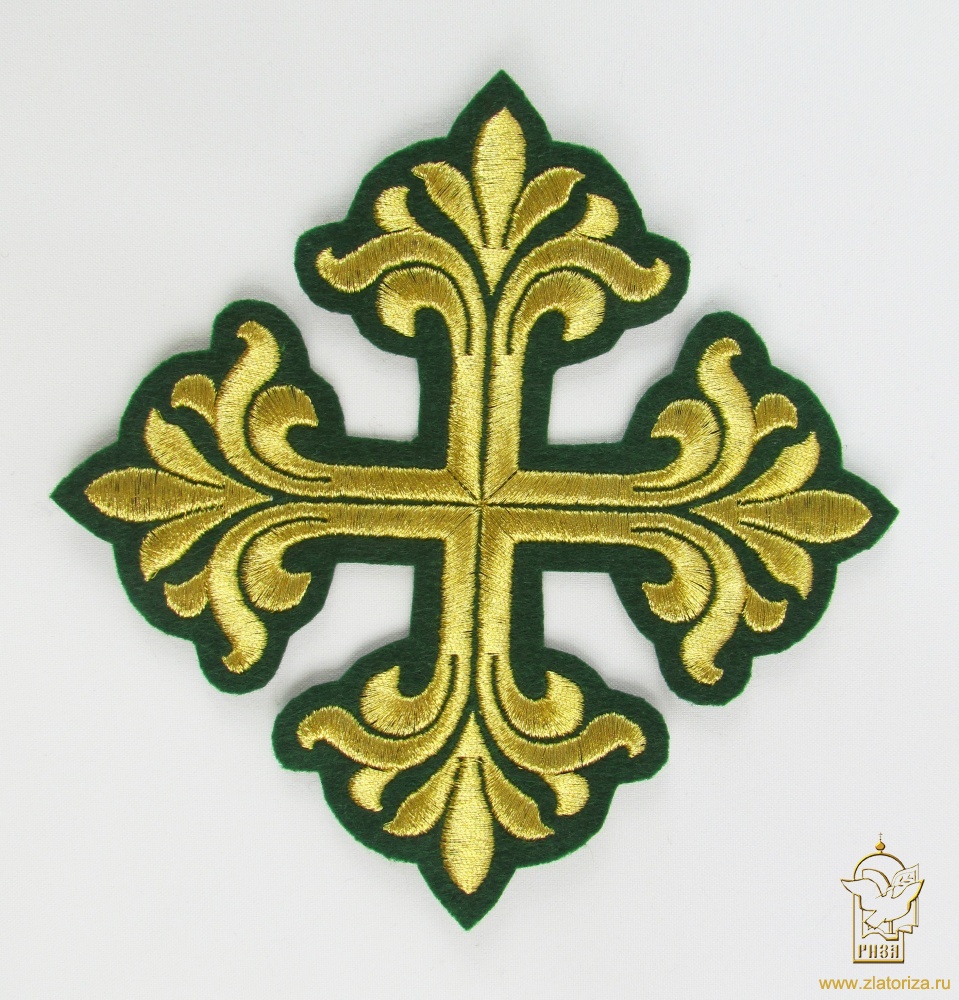 Крест 1 ВИФЛЕЕМ, зеленый с золотом,14,5 -16 см