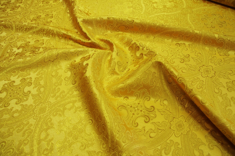 Парча МИТРА, желтая с золотом, шир. 150 см, Рахманово