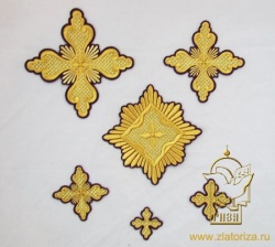 Набор крестов, иерейский, ЛИСТЬЯ, фиолетовый с золотом, 14 шт, арт. 22141