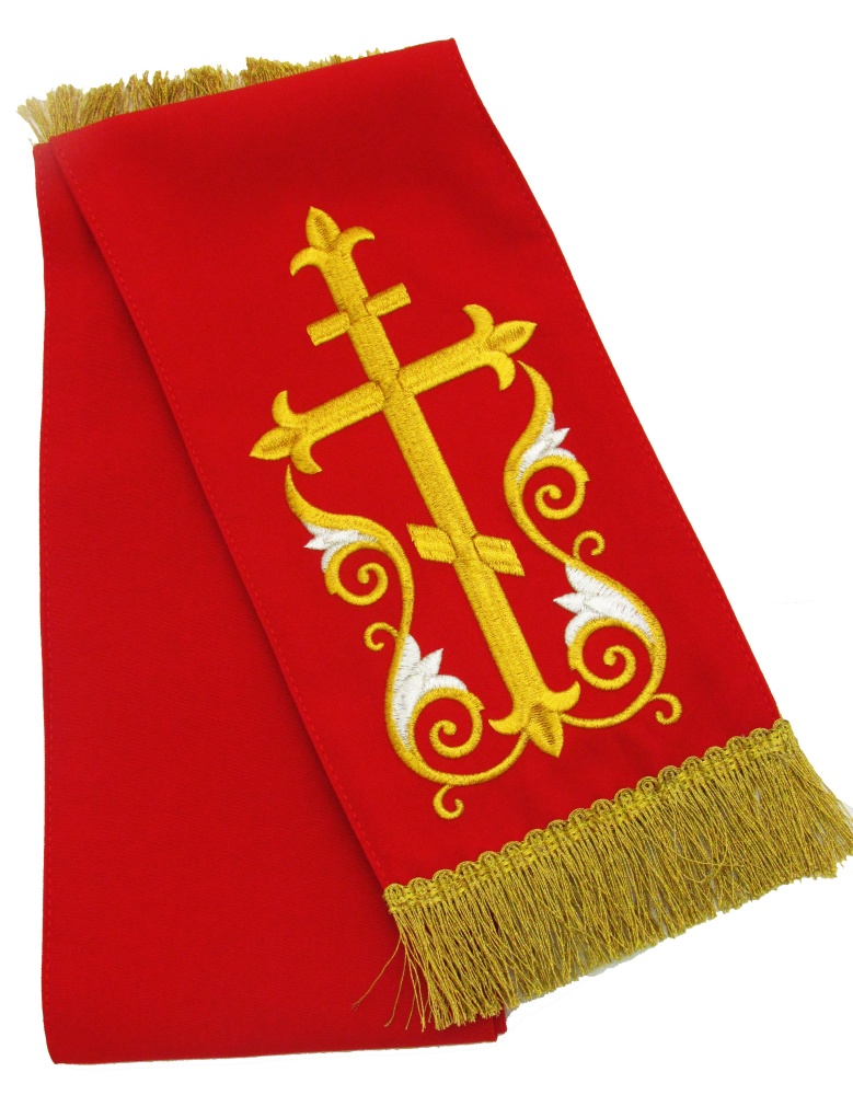 Закладка, вышитая, Расцветший Крест, красная, ш. 14 см
