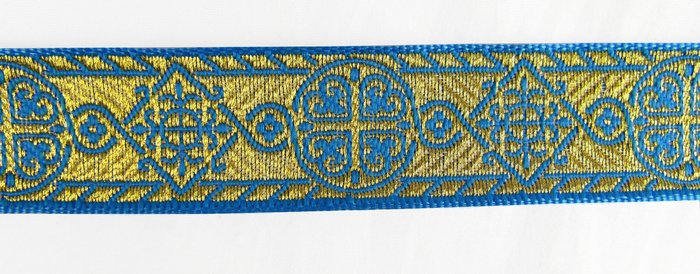 Галун ВИЗАНТИЯ, голубой с золотом, шир. 2,3 см, ФР