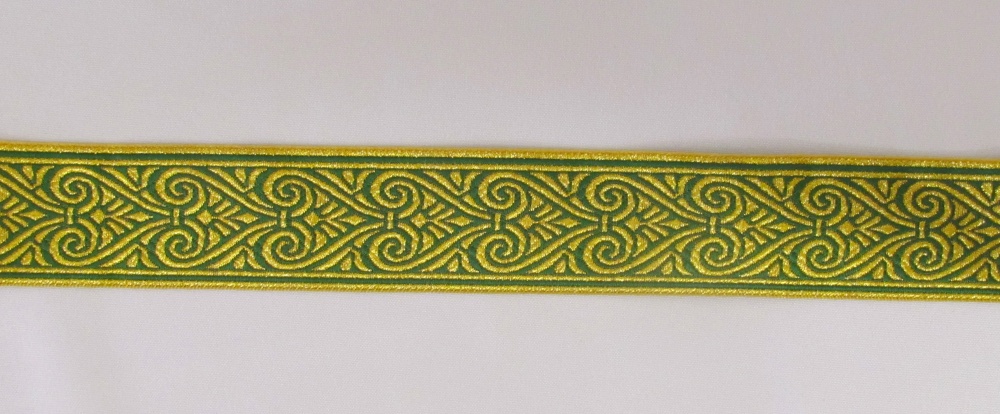 Галун АФИНЫ, зеленый с золотом, шир. 4 см, РА