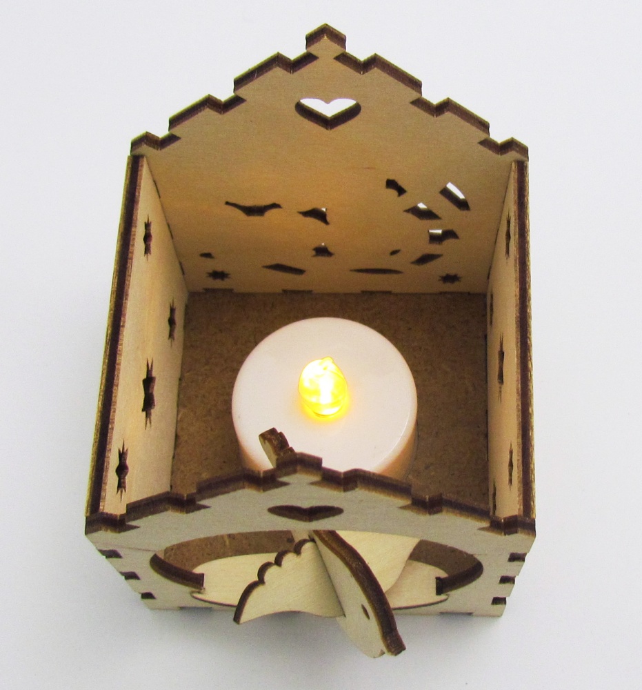 Пасхальный домик с подсветкой Птичка. Сборная деревянная модель