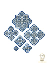 Набор крестов, иерейский, КРУЖЕВНИЦА, синий с золотом, 14 шт