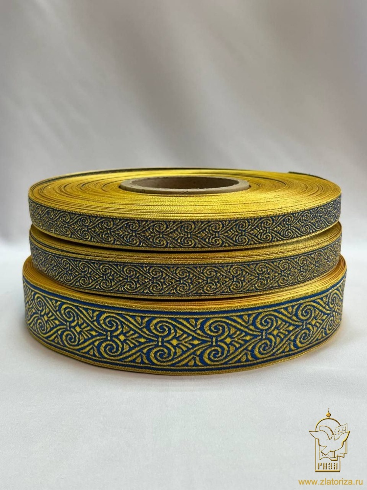 Галун АФИНЫ, синий с золотом, шир. 1,8 см, РА