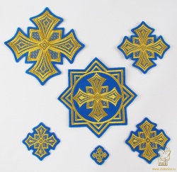 Набор крестов, иерейский, ГЕОРГИЙ, синий с золотом, 14 шт Набор крестов, иерейский, ГЕОРГИЙ, синий с золотом, 14 шт