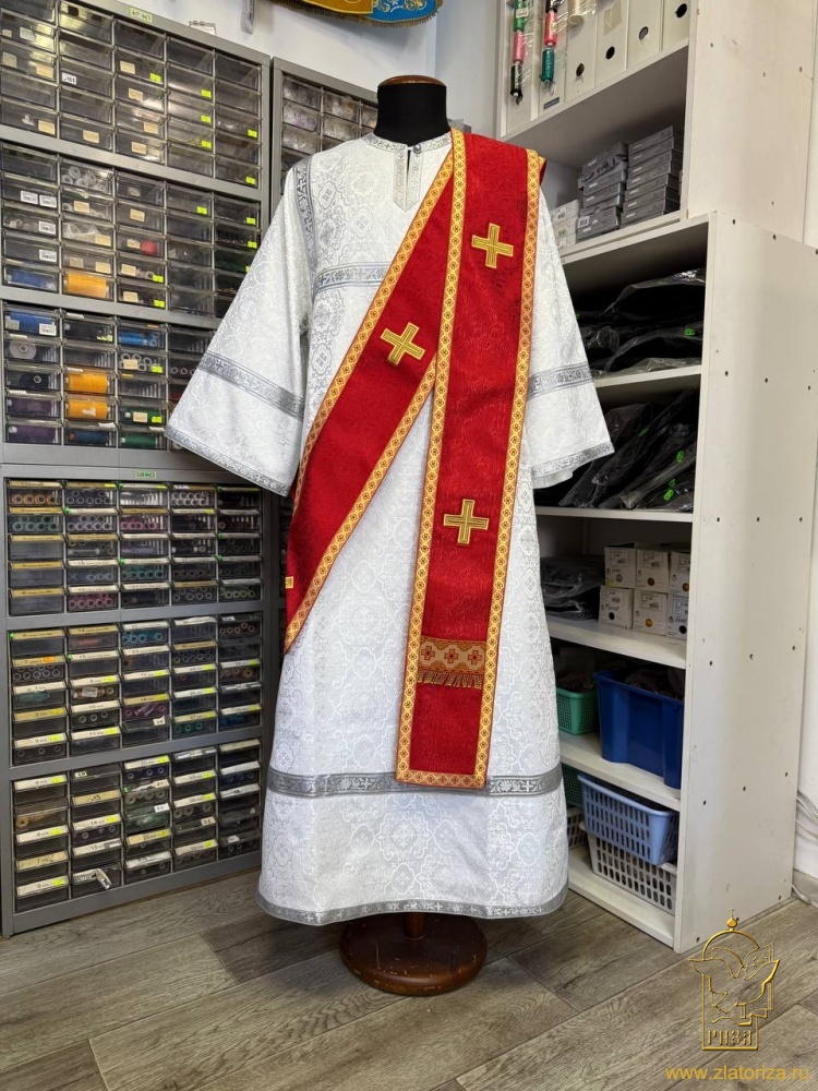 Орарь двойной красный, шелк, без поручей