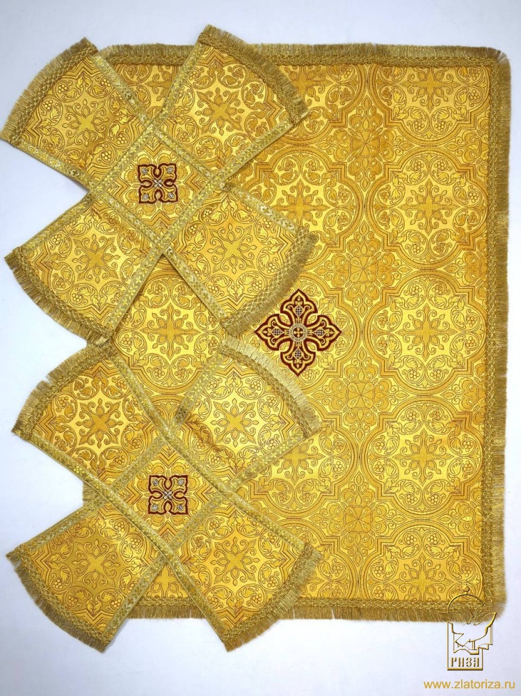 Покровцы парча, желтые с золотом