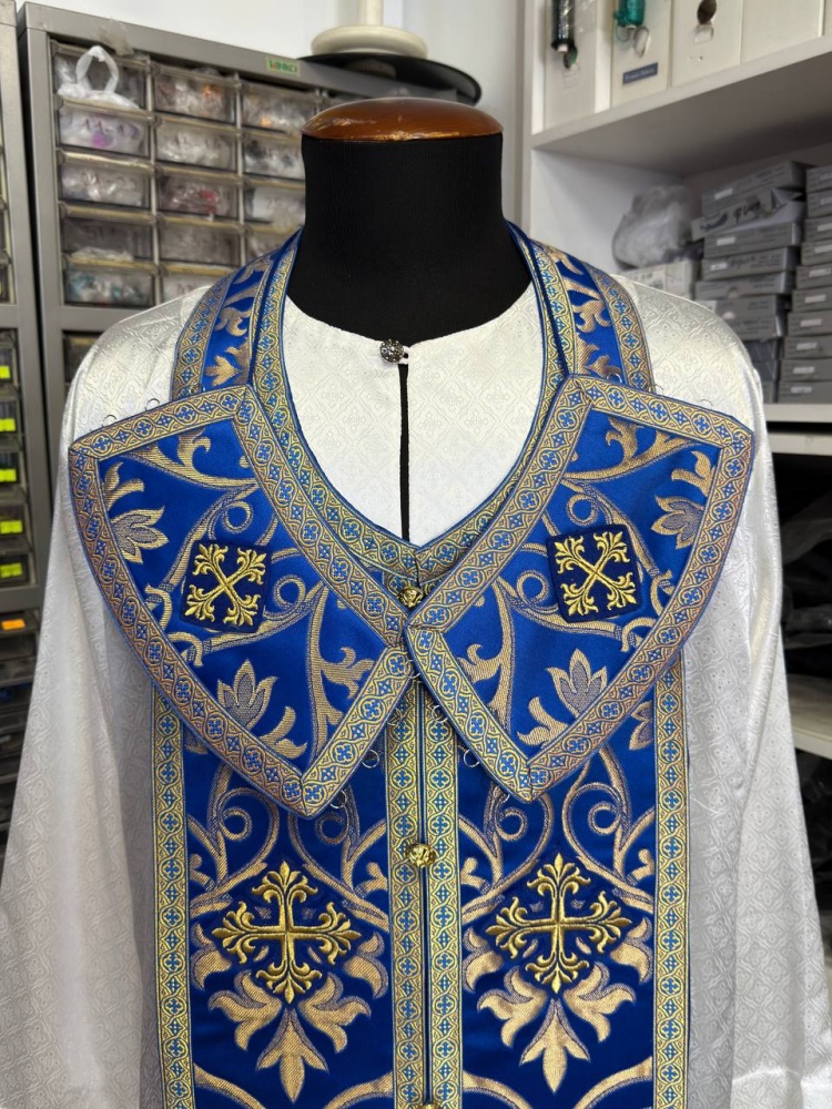 Епитрахиль + поручи, голубой с золотом, парча