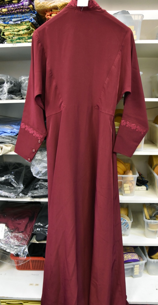 Подрясник РУССКИЙ, мужской, мокрый шелк, бордовый, вышивка