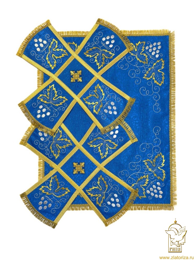 Покровцы вышитые, ВИНОГРАД, голубые с золотом/серебром. ЛТ