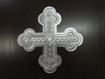 Крест 1 ОКРУГЛАЯ ПЛЕТЕНКА, лаке с серебром,14,5 -16 см