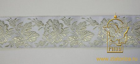 Лента РОЗЫ Люкс, 6-7 см, золото/серебро