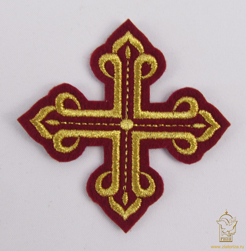 Крест 3 КАНОН, бордо с золотом, 8-9 см