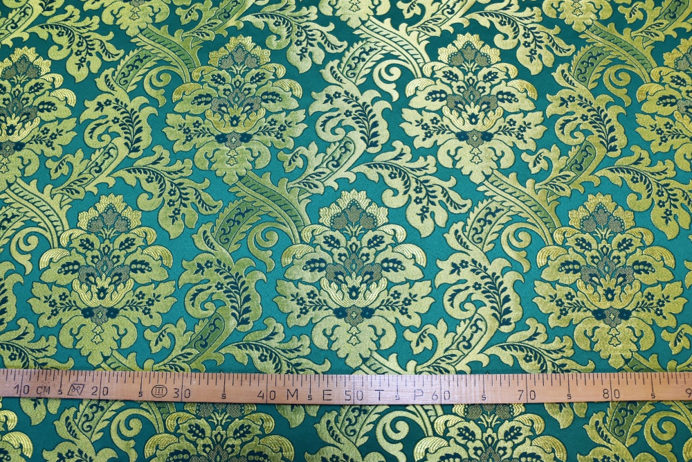 Парча ПП ЭДЕМ зеленый с золотом, шир. 150см. Павловский Посад,