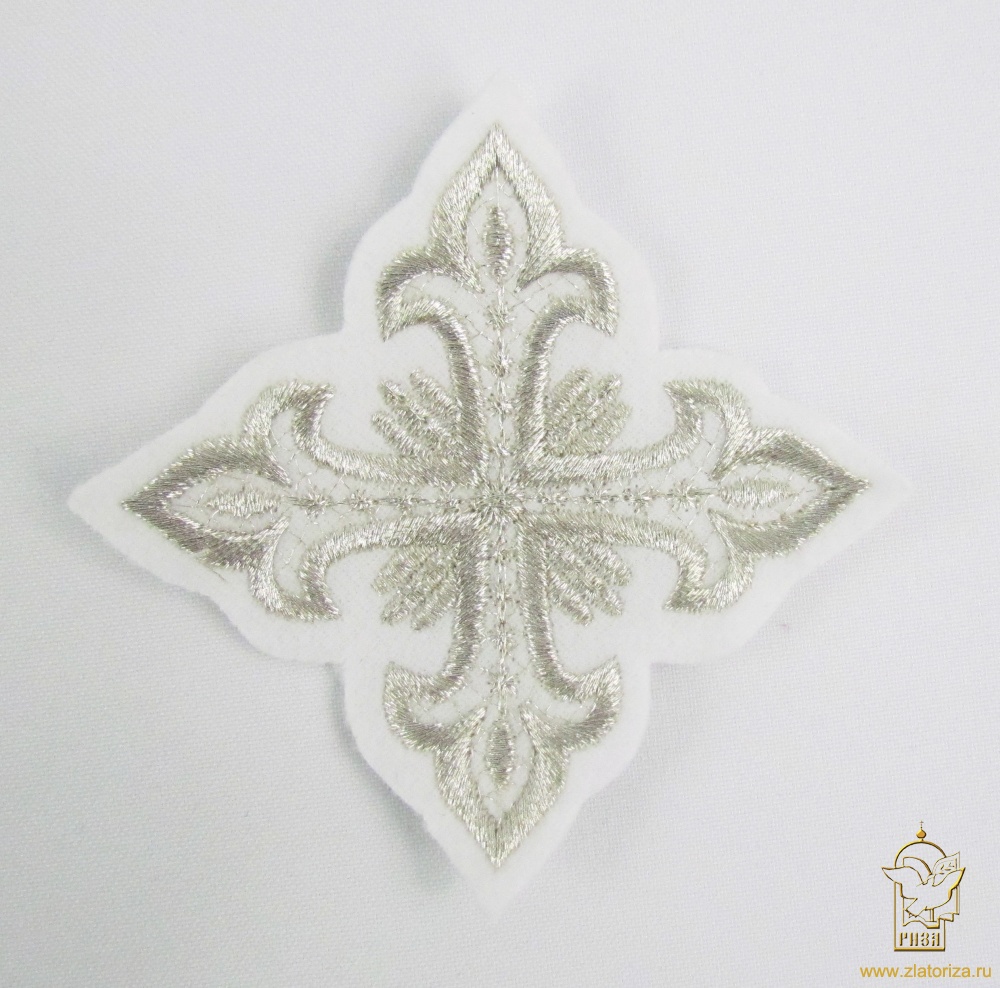 Крест 3 ОСТРЫЙ, белый со светлым серебром,8-9 см