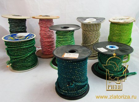 Шнур витой, с люрексом, цвет - микс, шир. 3-5 мм