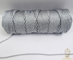 Шнур серебро, 3 мм, витой, металлизированный, 100 м в бобине, МТ