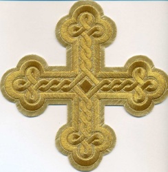 Крест 1 ОКРУГЛАЯ ПЛЕТЕНКА, лаке с золотом,14,5 -16 см