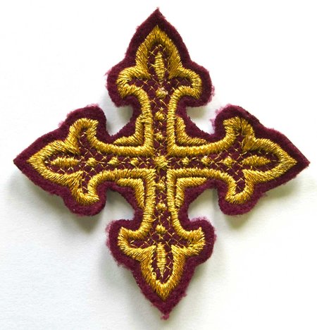 Крест 4 ОСТРЫЙ, бордо с золотом,6-7 см