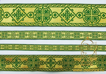 Галун ВИЗАНТИЯ, зеленый с золотом, шир. 1,7 см, ФР