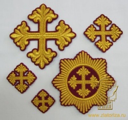 Набор крестов, архиерейский, ВИФЛЕЕМ, бордовый с золотом, 21 шт Набор крестов, архиерейский, ВИФЛЕЕМ, бордовый с золотом, 21 шт