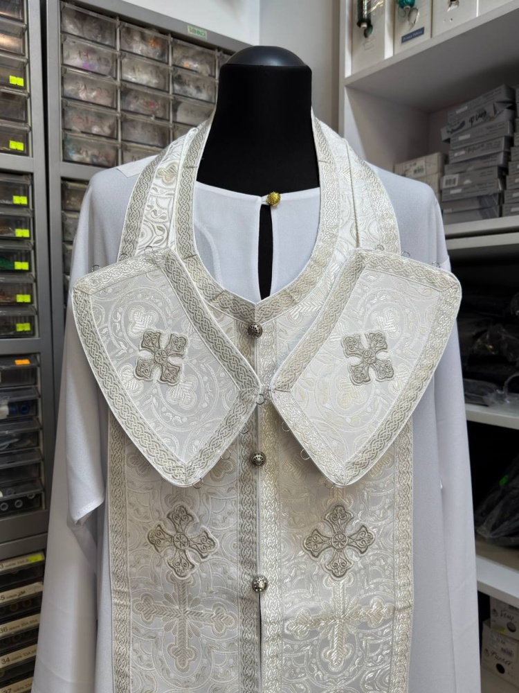 Епитрахиль + поручи, белый с серебром, парча
