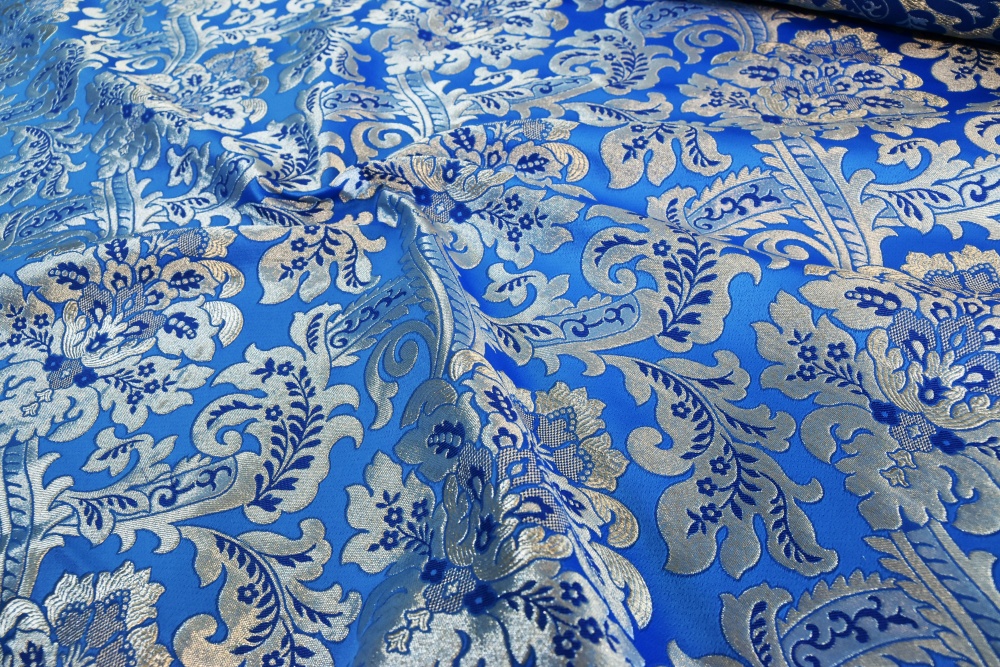 Парча ПП ЭДЕМ голубой с серебром, шир. 150см. Павловский Посад, Парча ПП ЭДЕМ голубой с серебром, шир. 150см. Павловский Посад,