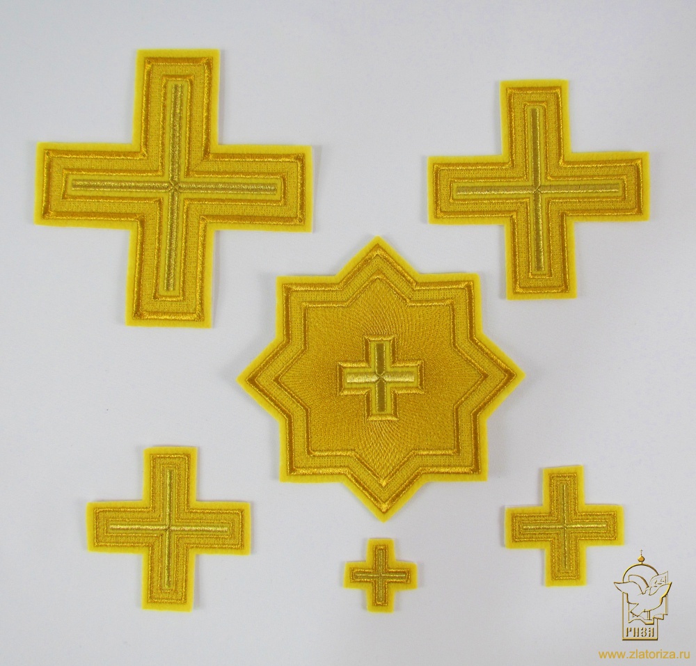 Набор крестов, иерейский, АНДРЕЕВСКИЙ, желтый с золотом, 14 шт