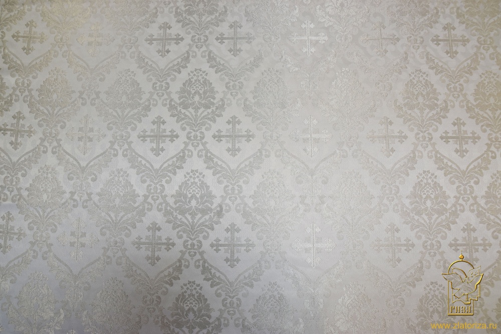 Парча МУЗА, белая с серебром, шир. 150 см, Рахманово