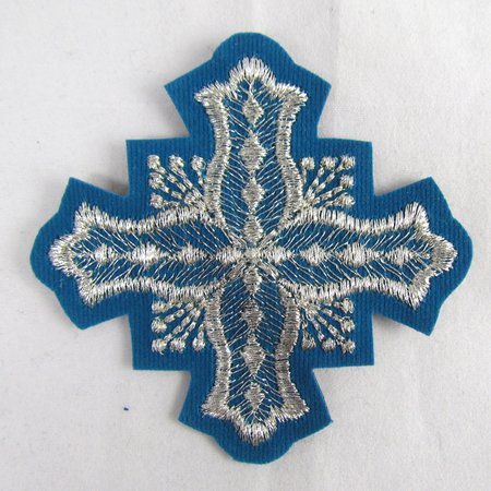 Крест 4 БОЧКА, голубой с серебром,6-7 см