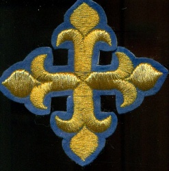 Крест 3 КАПЛЕВИДНЫЙ, синий с золотом,8-9 см