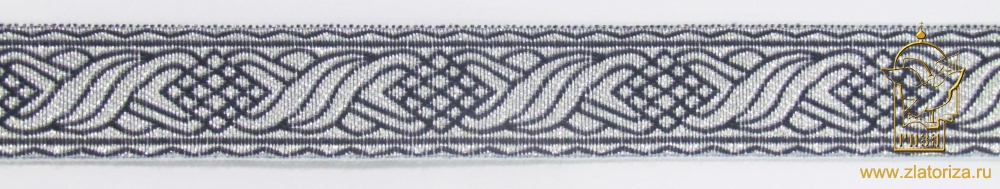 Галун КОСИЧКА, черный с серебром, шир. 2,2 см, РА