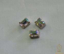 Стразы пришивные, в цапах, стекло, ПРЯМОУГОЛЬНИК, 0. 6 х 0. 4 см, цвет белый