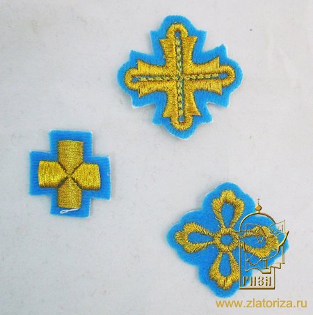 Крест 5, голубой с золотом,4-5 см