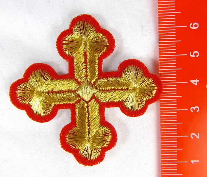 Крест 5, красный с золотом, 4-5 см