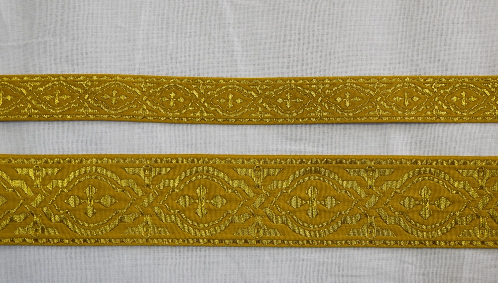 Галун ЛАВРА, горчица с золотом, шир. 4,5 см, МДК
