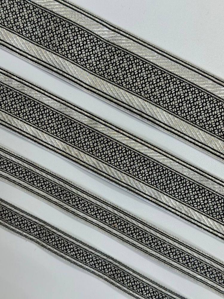 Галун РОМАШКА, черный с серебром, шир. 1,8 см, РА