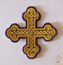 Крест 4 ОКРУГЛАЯ ПЛЕТЕНКА, фиолетовый с золотом,6-7 см