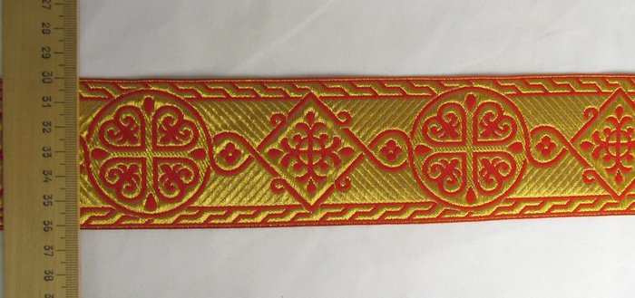 Галун ВИЗАНТИЯ, красный с золотом, шир. 6 см, ФР