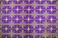 Шелк КУСТОДИЯ, фиолетовый с золотом, шир. 150 см