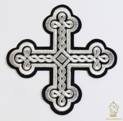 Крест 1 ОКРУГЛАЯ ПЛЕТЕНКА, черный с серебром,14,5 -16 см