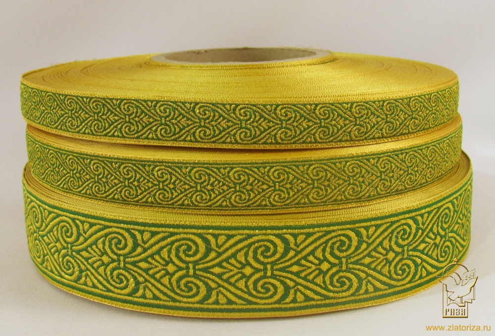 Галун АФИНЫ, зеленый с золотом, шир. 2,2 см, РА
