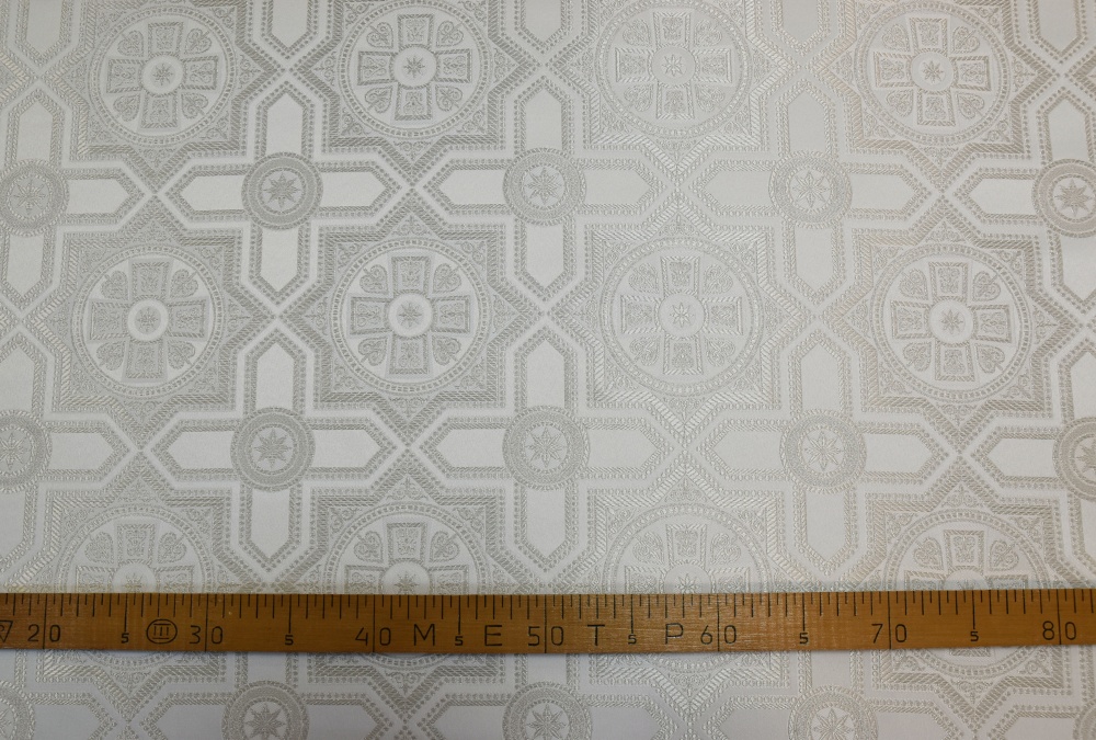 Парча НЕВСКИЙ, белая с серебром, шир. 150 см, Рахманово