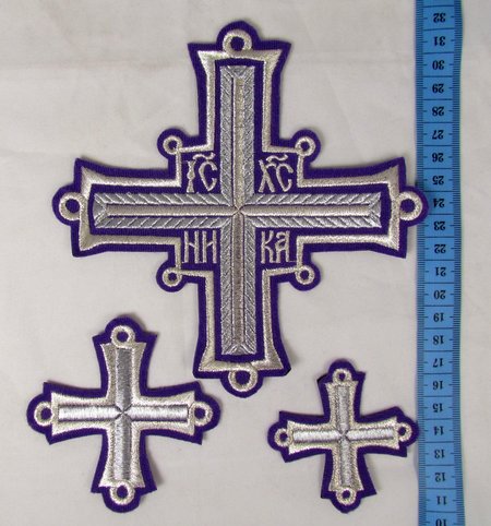 Набор крестов, дьяконский, ПЕТЕЛЬНЫЙ, фиолетовый с серебром, 10 шт